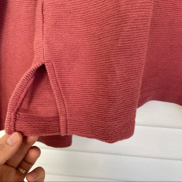 Madewell • Sweater Ribbed Salmon Mauve Round Neckline Bell Balloon Sleeve Small - Picture 5 of 11